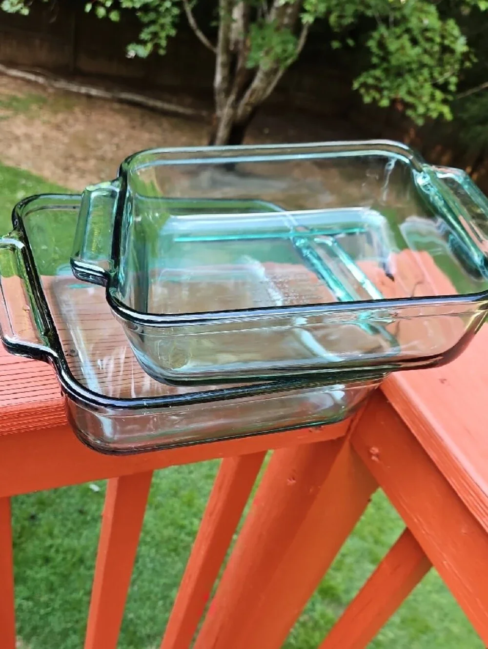 Vintage Anchor Hocking #1035 Green Glass Square 8